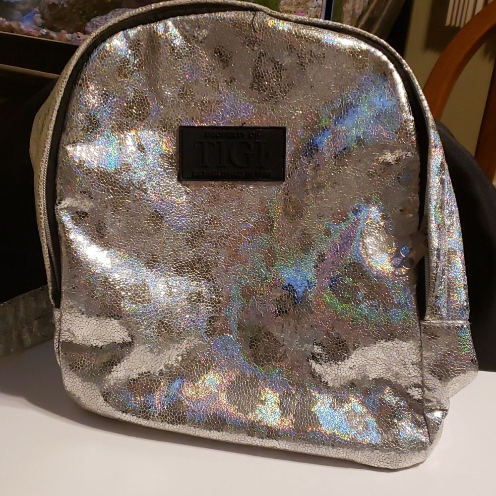 TIGI Backpack Retro Silver Bling 12 x 12" With a New Magellan Backpack Cover
